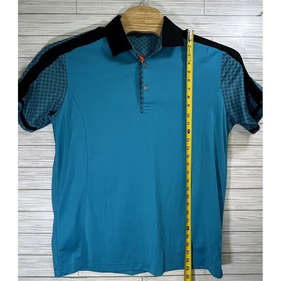 Pin High Men's Performance Golf Polo Sz XL Teal/Black Quick Dry Polyester - Picture 8 of 9
